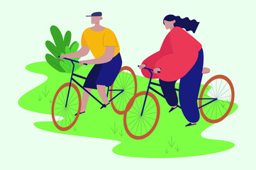Two People Cycling in the Park