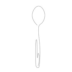 Spoon silhouette one line drawing, vector illustration