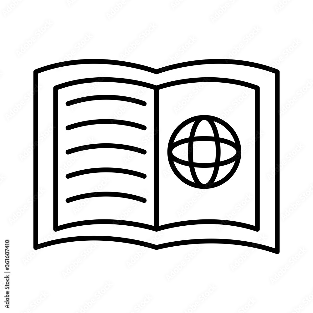 Poster sphere browser in book with line style icon