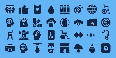 Modern Simple Set of blue Vector filled Icons