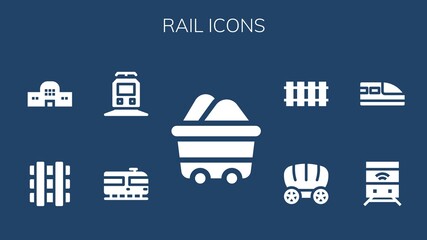 Modern Simple Set of rail Vector filled Icons