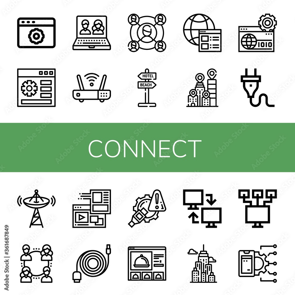 Poster connect simple icons set