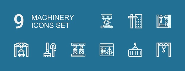 Editable 9 machinery icons for web and mobile