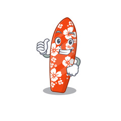 Surfboard cartoon picture design showing OK finger pose