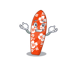 A sweet picture of grinning surfboard caricature design style
