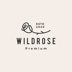 wild rose flower hipster vintage logo vector icon illustration