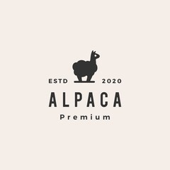 alpaca hipster vintage logo vector icon illustration