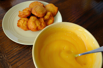Nigeran Deep Fried beancake Akara with Custard