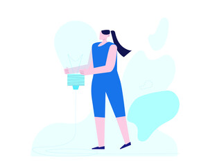 Woman with Idea Bulb