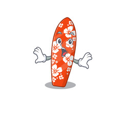Surfboard mascot design concept showing a amazed gesture