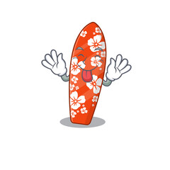 amusing surfboard cartoon picture style with tongue out face