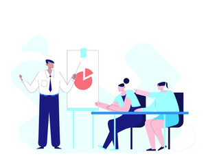 Man Explain about Business to Group