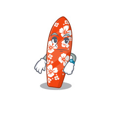 Mascot design style of surfboard with waiting gesture