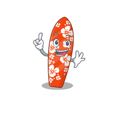 Surfboard caricature design style with one finger pose