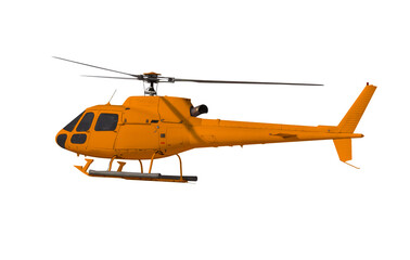 Orange helicopter isolated on white