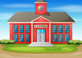 Cartoon illustration of school building