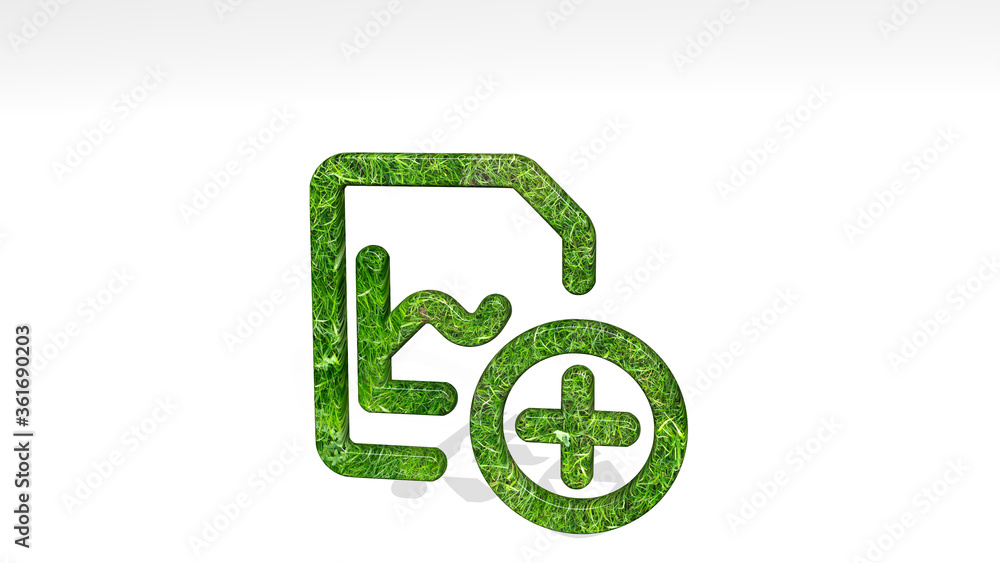 Poster data file add made by 3d illustration of a shiny metallic sculpture on a wall with light background.