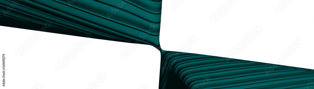 Poster ultra wide image made of dark cyan monochromic 3d curved abstract background image made of plain spo