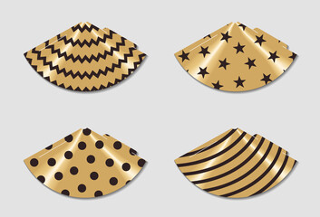 Party hats printable. Print and cut. Happy birthday elements. Vector set of cones template to head for holiday.