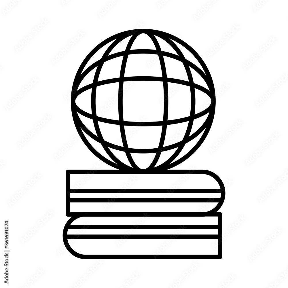 Poster sphere browser with ebooks line style icon
