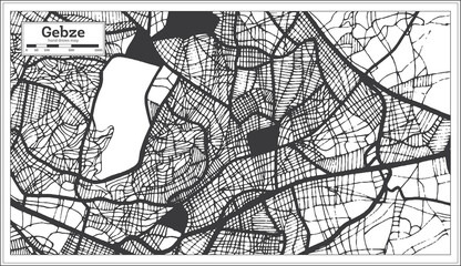 Gebze Turkey City Map in Black and White Color in Retro Style. Outline Map.