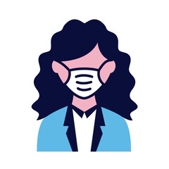 female wearing medical mask flat style icon