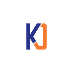 initial letter K and J, KJ, JK logo, monogram line art style design template