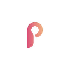 initial letter P logo, line art style design template