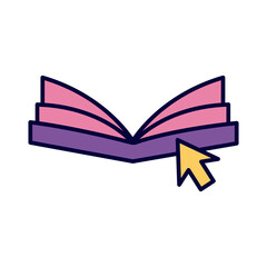 electronic book with arrow cursor education online line and fill style icon