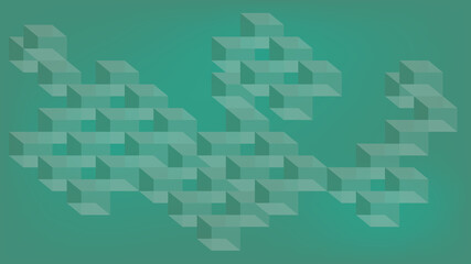Abstract geometric background, combination of cubes, dark turquoise color.
