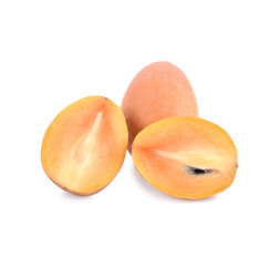 fresh sapote fruits isolated on white background