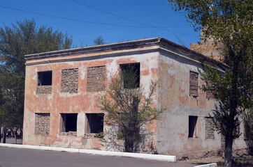 Fototapeta na wymiar Abandoned Soviet military base in Central Asia.