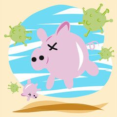 pig and virus vector image  for medical content.