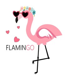 cute flamingo summer vector  card illustration