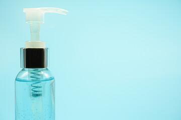 Hand sanitizer on a blue background