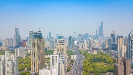 Obraz premium Aerial shot of overpass bridge in Shanghai, China.