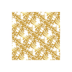 Vector white background with golden seamless floral ornament. Luxury shiny seamless pattern