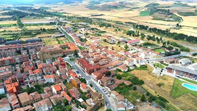Santo Domingo de la Calzada, village of La Rioja,Spain. Drone Footage