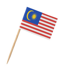 Small paper flag of Malaysia on wooden stick