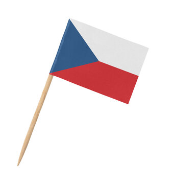 Small Paper Flag Of The Czech Republic On Wooden Stick