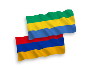 Flags of Gabon and Armenia on a white background