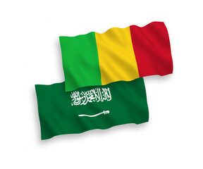 Flags of Saudi Arabia and Mali on a white background