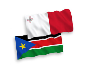 Flags of Malta and Republic of South Sudan on a white background