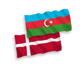 Flags of Denmark and Azerbaijan on a white background