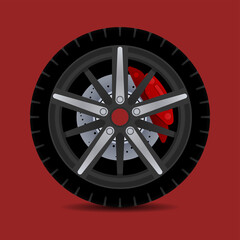 Fototapeta premium Sports car rim. car tyre collection isolated graphic design for modern transportation car.