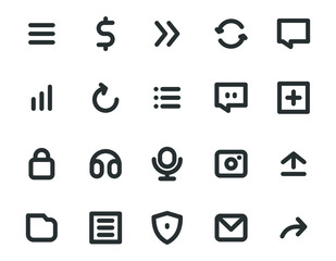Simple basic minimal line set bundle icon