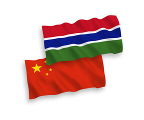 Flags of Republic of Gambia and China on a white background