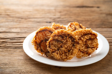 Thai Sweet Crispy Rice Cakes with Cane Sugar Drizzle