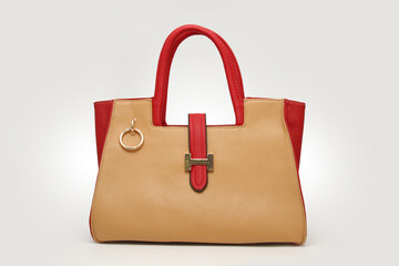 Beige red female handbag