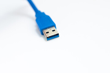 blue usb cable on a white background